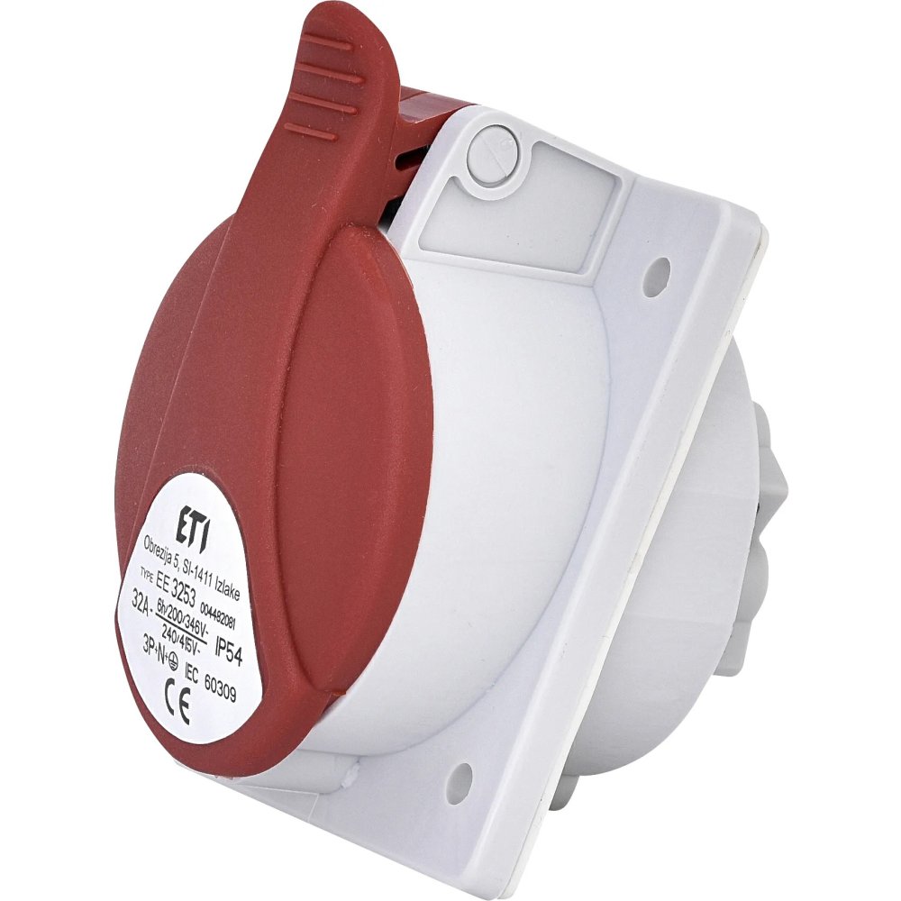 Фото Розетка вбудована (силовий роз`єм) EE-3253  IP54 (32A, 400V, 3P+N+PE)